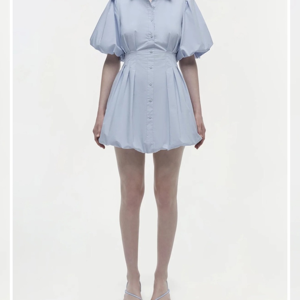 Jonathan Simkhai Blue Puff Sleeve Mini Dress